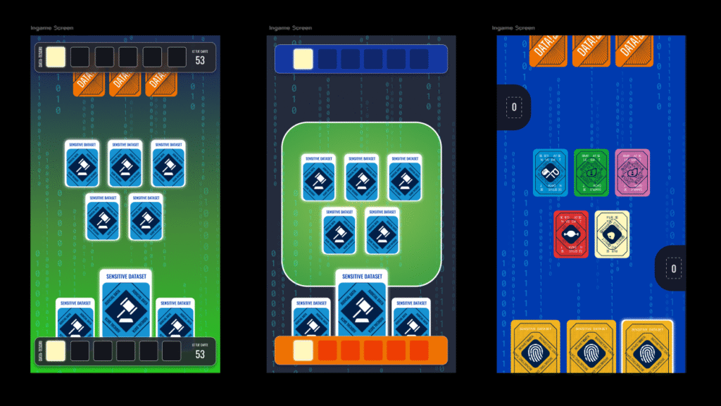 I primi mockup del gioco, abbastanza spogli e ancora indecisi su come impostare le varie interazioni.