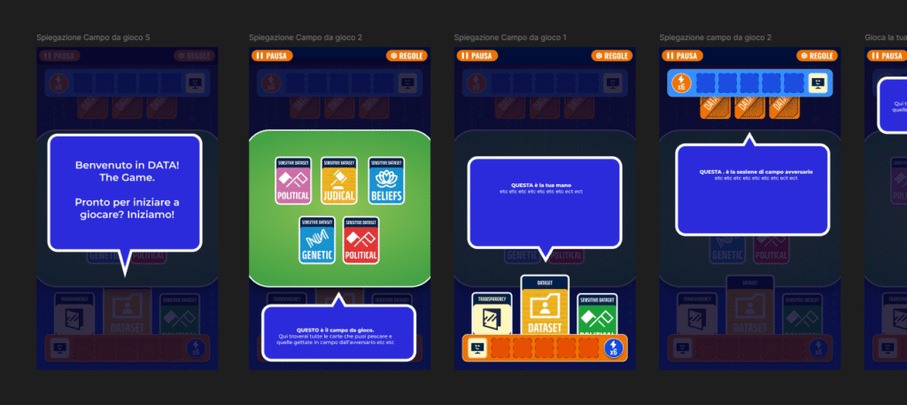 Mockup del tutorial, a schermate